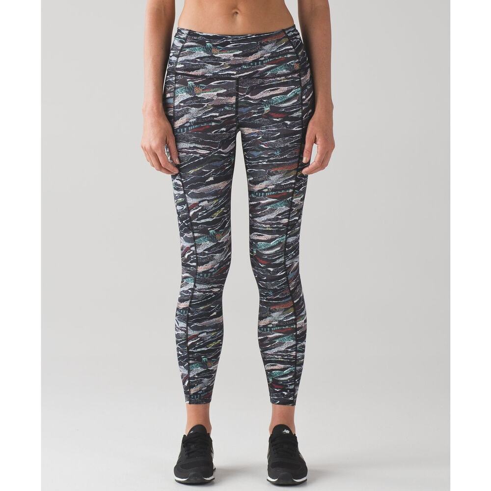 Lululemon Fast & Free 7/8 Tight‎ Mini Sweatr Multi Black Nulux 4